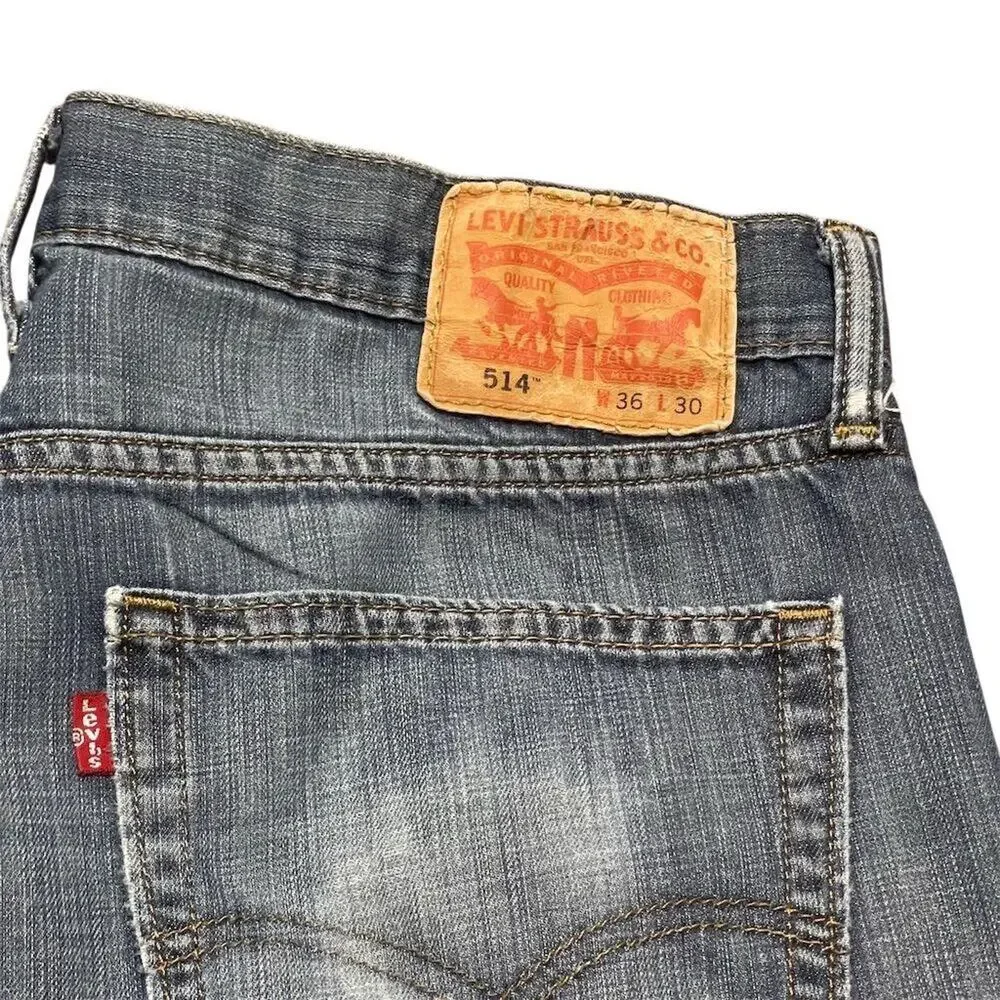 Levi’s Vintage Levi's 514 Men's Slim Straight Jeans W36 L30 Distressed Rip